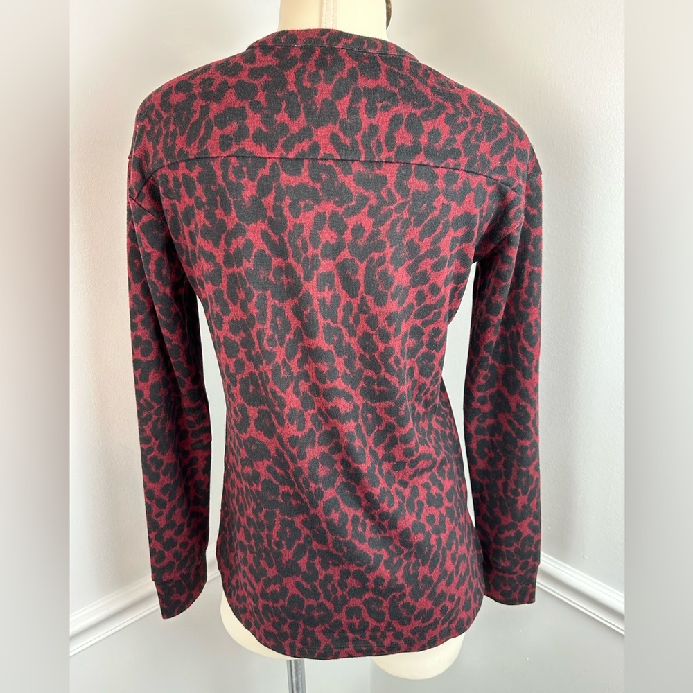 BEACH LUNCH LOUNGE Red Black Leopard Soft Long Sleeve Top NWT | Size XS - Picture 7 of 12